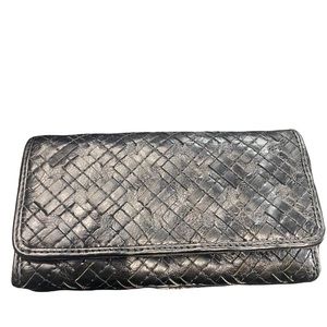 NWOT Patricia Nash Trifold Wallet, Black, Woven Leather